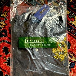 Ralph Lauren Black Polo Shirt with Embroidered Logo - LARGE
